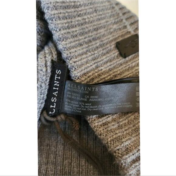 Nwtg All Saints Marled Beanie & Gray Light Beanie - Picture 3 of 3